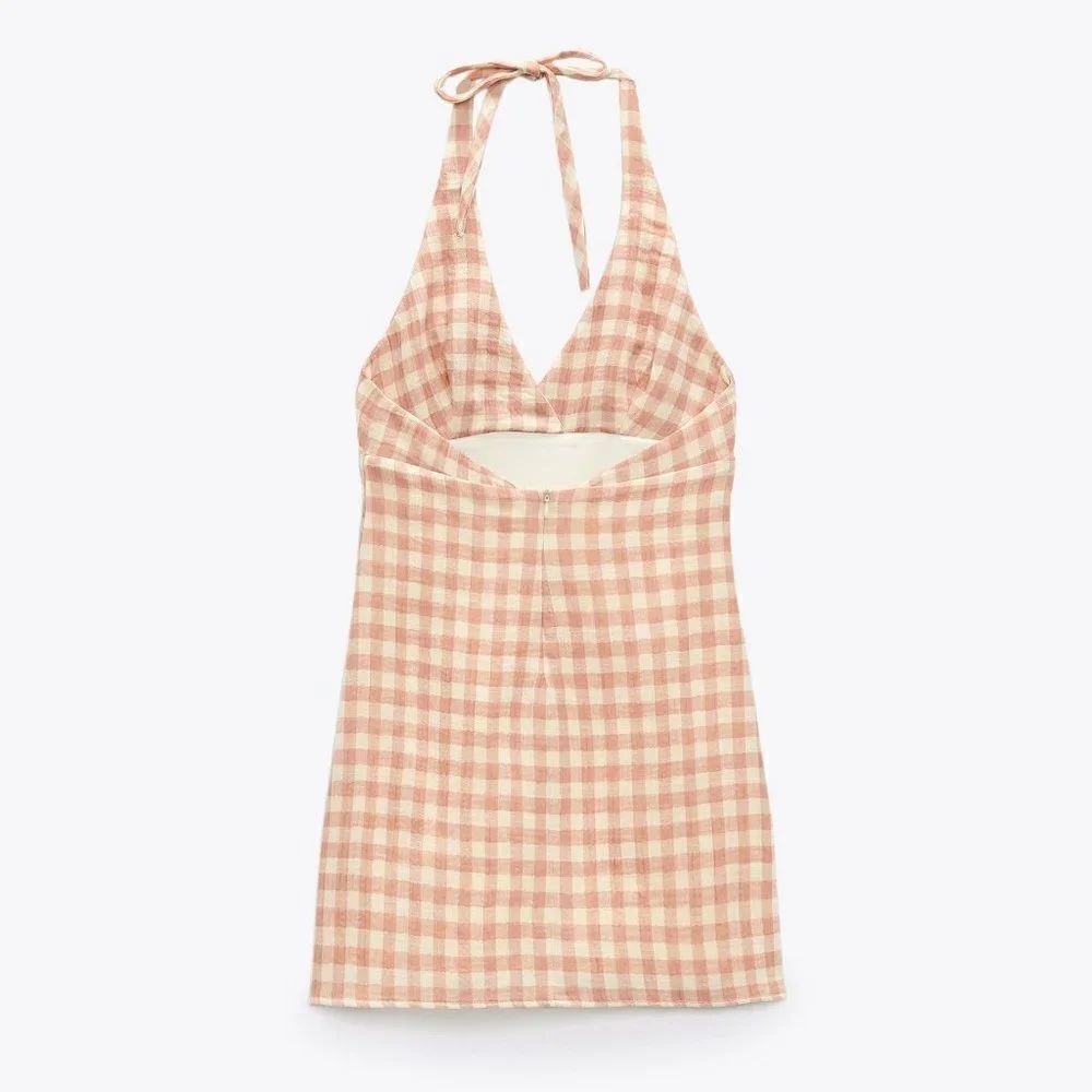 Zara Gingham Check Halter Mini Dress NWT Size XS - Picture 8 of 16